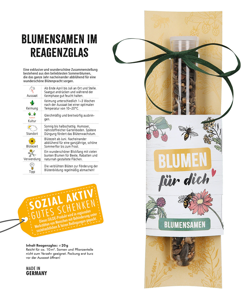 Blumensamen im Reagenzglas