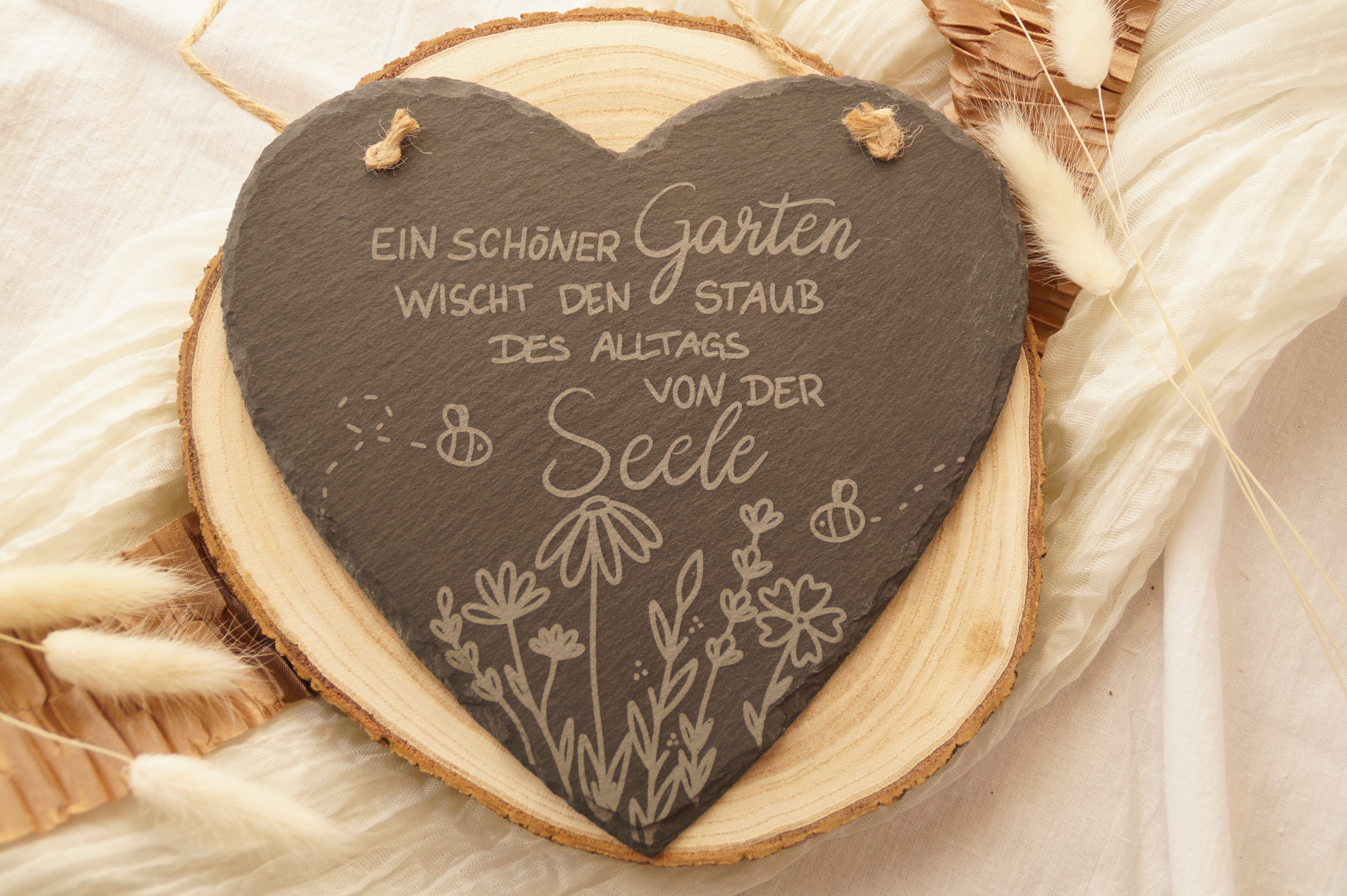 Schieferherz "Ein schöner Garten..."