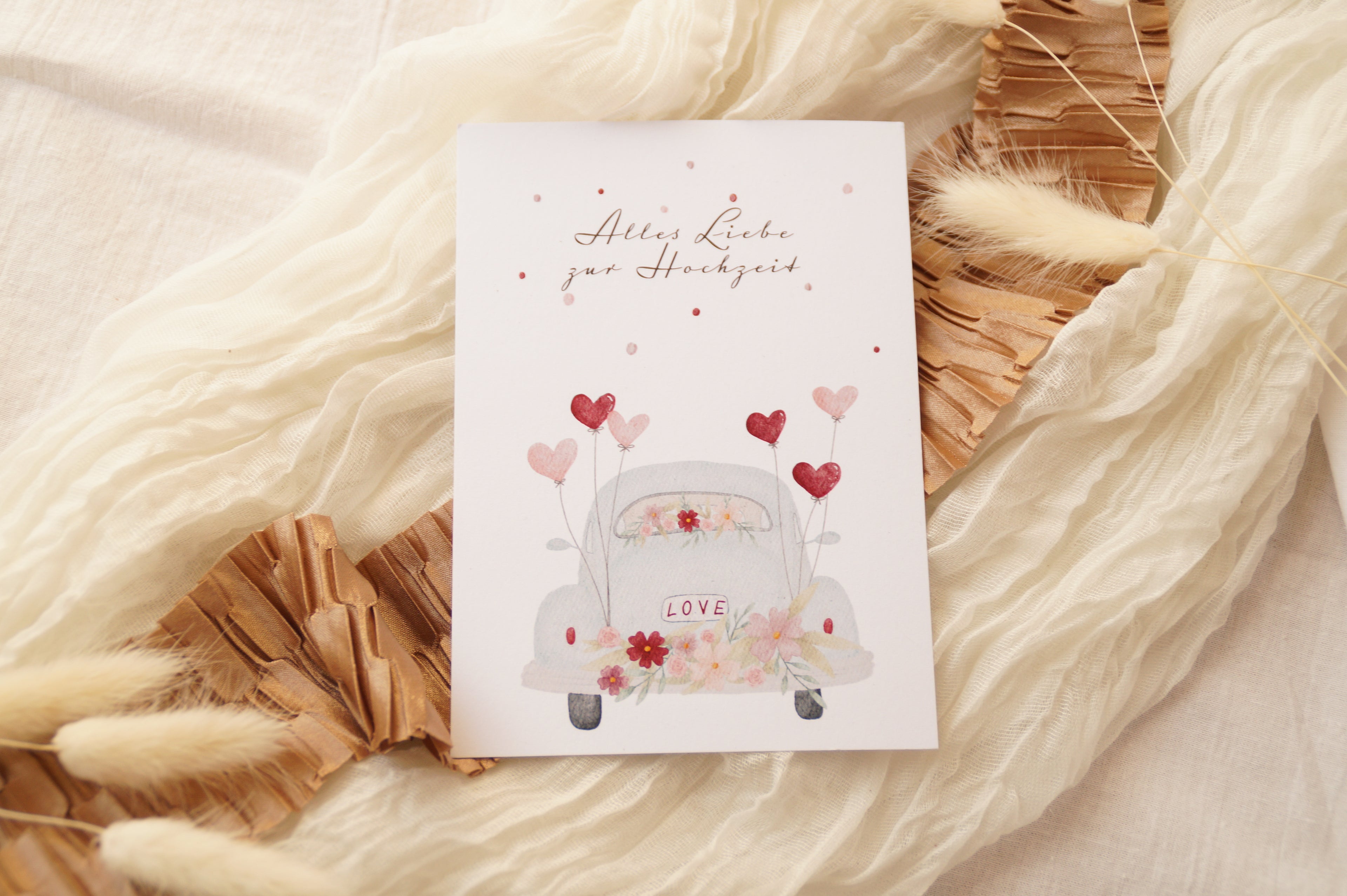 Postkarte "Hochzeitsauto"