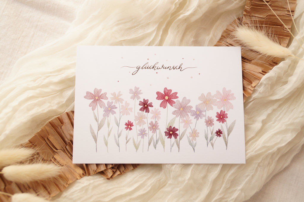Postkarte "Glückwunsch" Blumenwiese