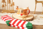 Weihnachtstasse Rentier braun mit Kuschelsocken – Geschenkset